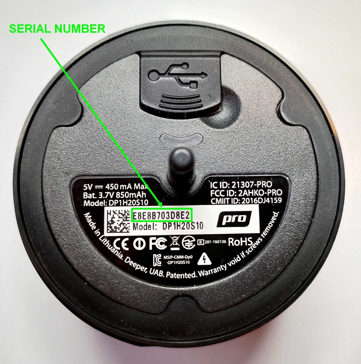 Where to find the serial number of my device